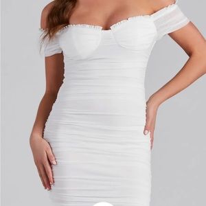 Stunning Windsor Sweetheart White Mesh Mini Dress